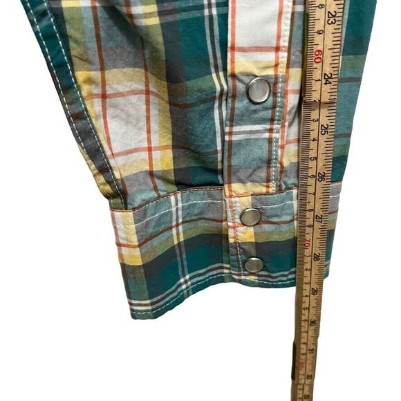 NOS Lifted Research Group LRG Mens Green Yellow Cotton Plaid Pearl Snap NWT 3XL - Picture 4 of 16